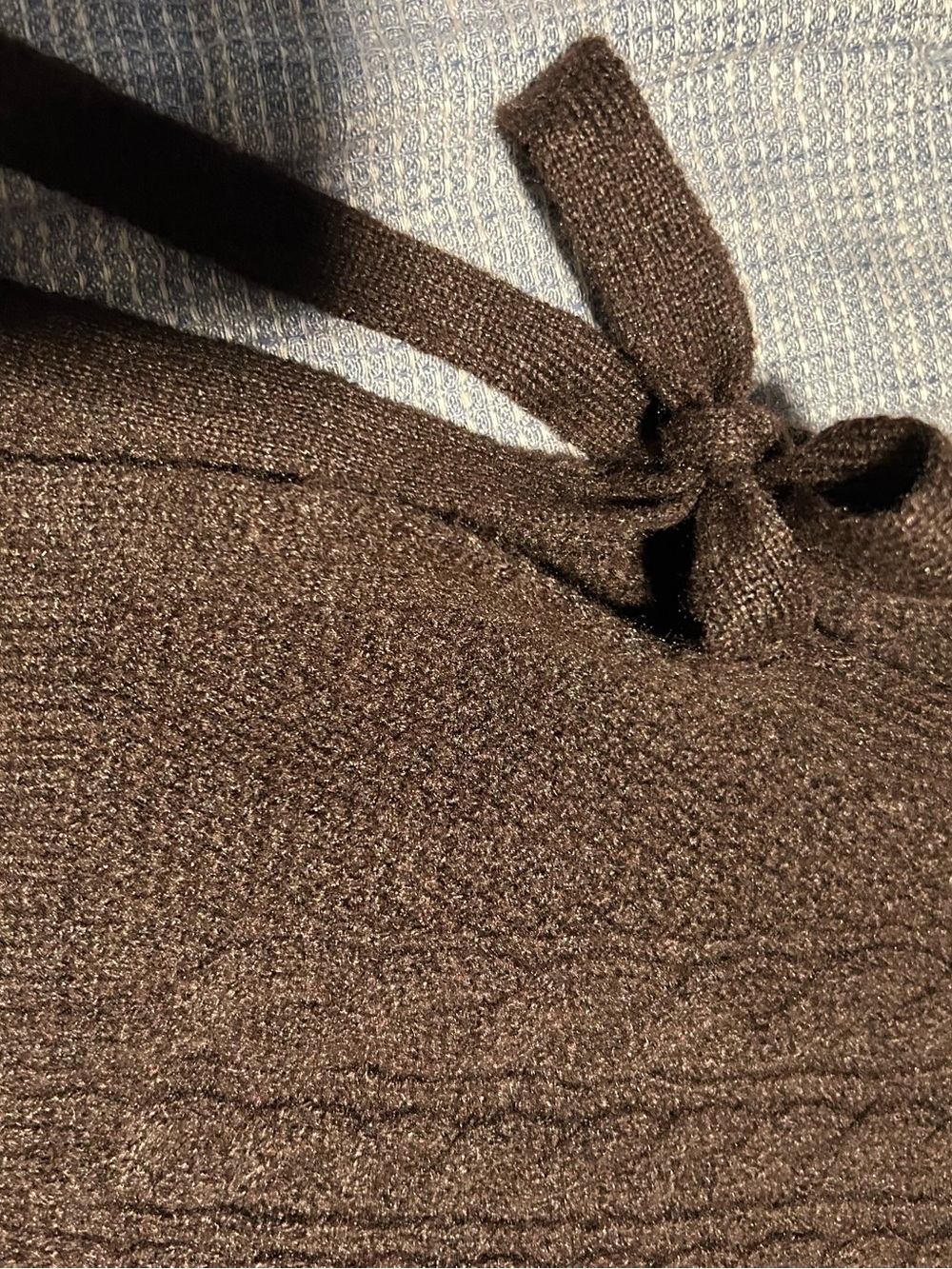 American Eagle Outfitters Brown Cable Knit Crewneck Sweater Vest with Side Ties - Picture 3 of 5